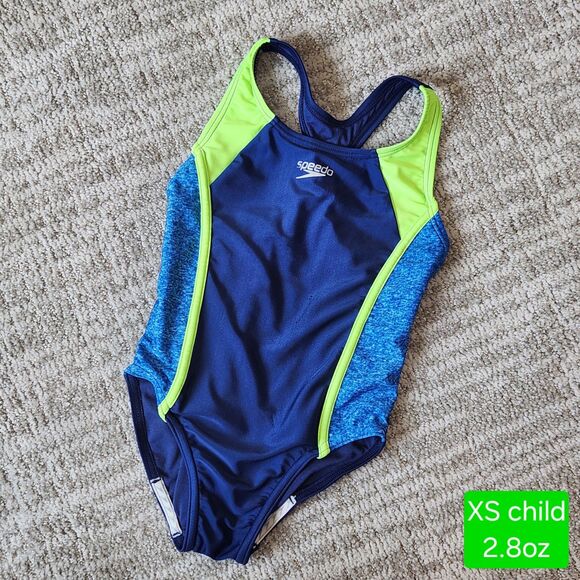 Speedo Girls Racerback Sport Splice One Piece Swimsuit green blue size XS child - Picture 1 of 10